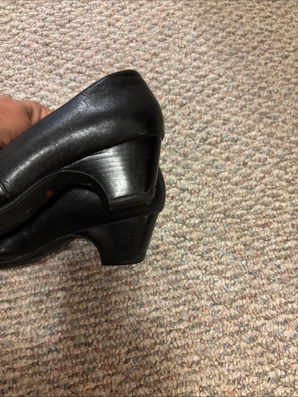 Clarks Black Leather Slip-On Low Heel Pumps - Picture 5 of 7